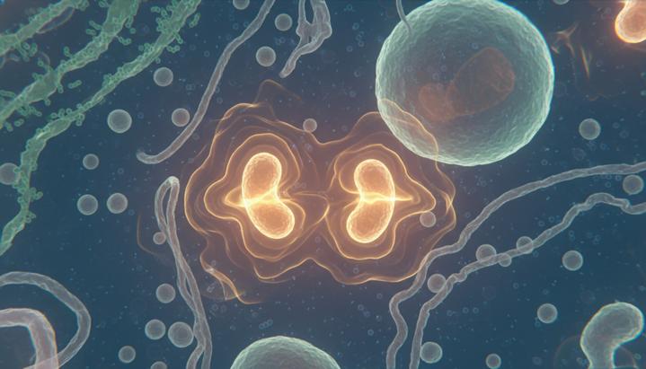 Новые соединения ускоряют метаболизм для борьбы с ожирением Активные митохондрии внутри человеческой клетки, выделяющие энергию в виде тепла. Микроскопический вид.