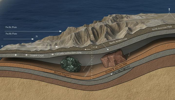 У побережья Калифорнии нашли два скрытых фрагмента тектонических плит