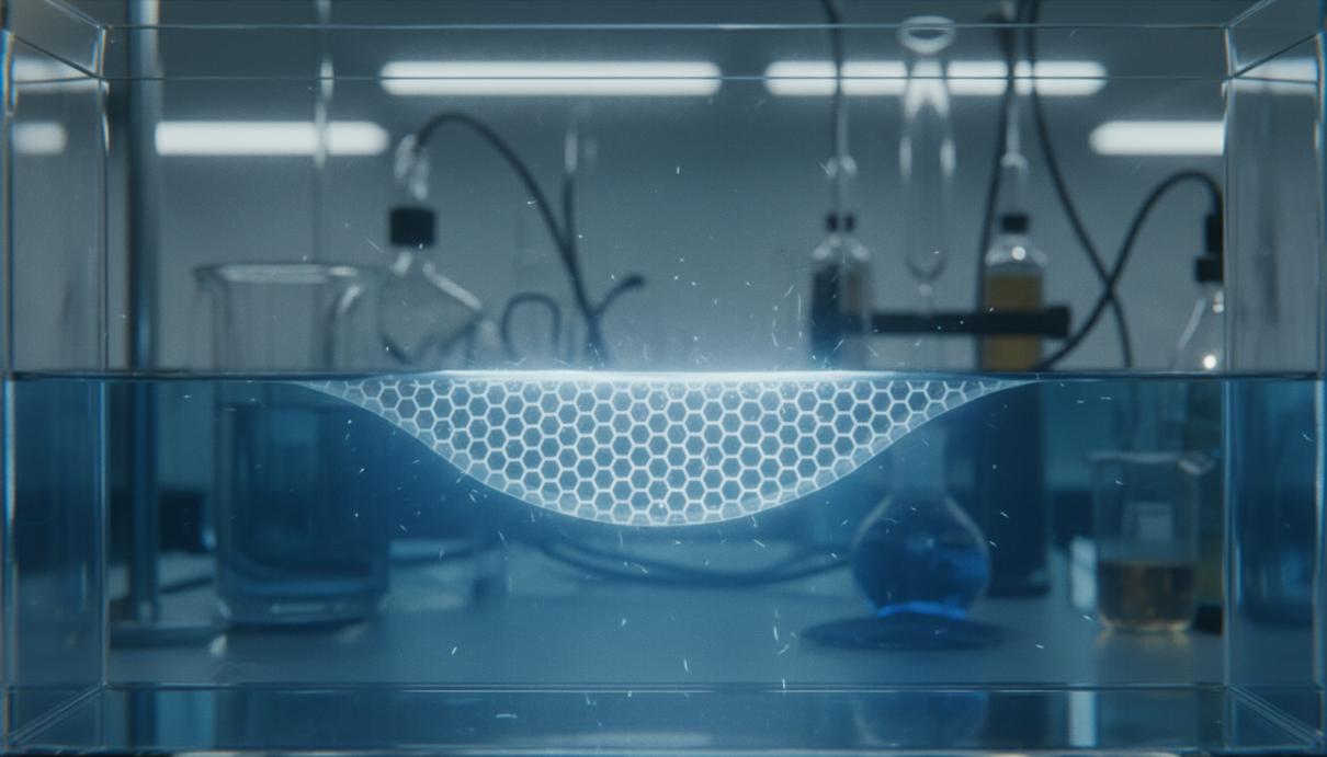 Синтетическая мембрана с микроскопическими отверстиями на границе раздела пресной и соленой воды