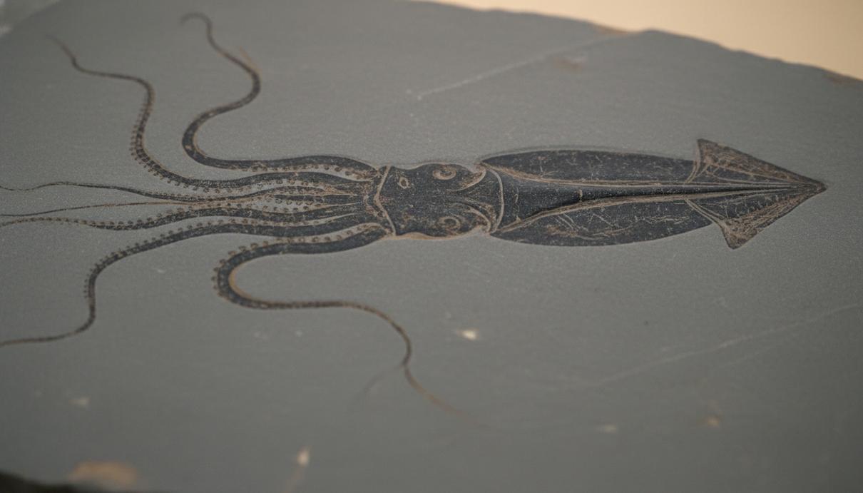 Находка в Китае отодвинула время появления сложной жизни на миллионы лет Окаменелость древнего морского организма в виде темного детализированного отпечатка на сером камне