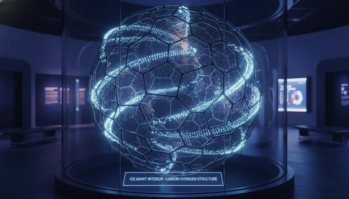 Стилизованная модель гексагональной решетки углерода со спиральными траекториями атомов водорода