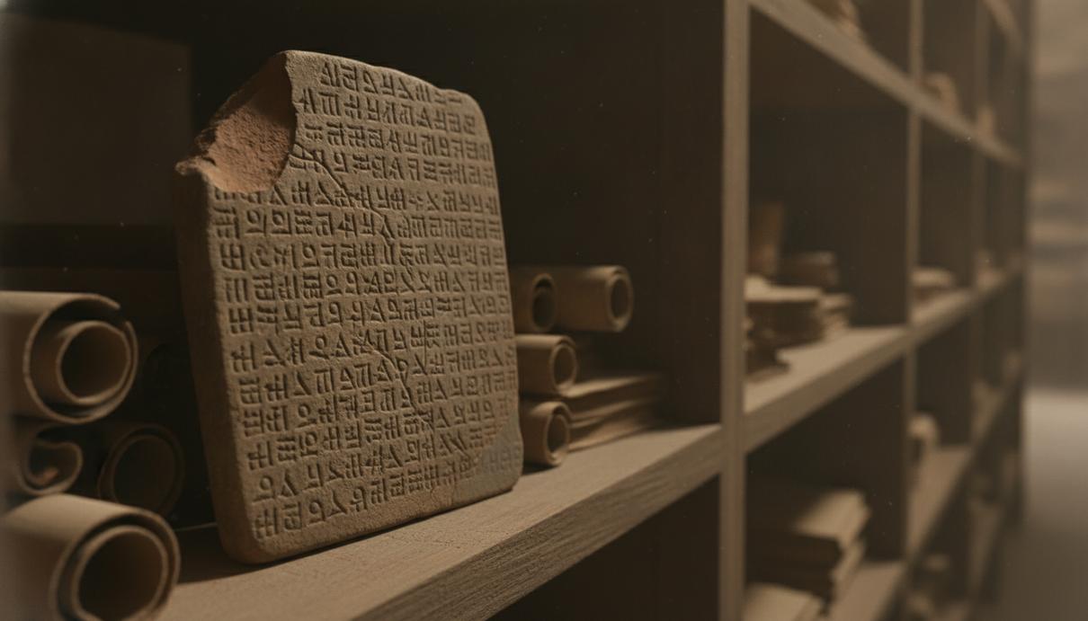 В списке ассирийских царей нашли трех неизвестных правителей Старинная ассирийская глиняная табличка с клинописью крупным планом. Артефакт лежит на полке в музейном хранилище.