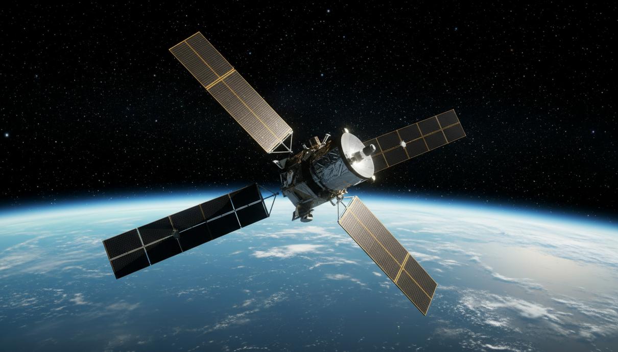 Космическая обсерватория Swift на низкой околоземной орбите. Внизу видна часть планеты Земля со светящейся атмосферой.